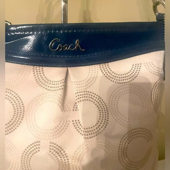 Coach Shoulder Bag, Optics “Dot” Design, blue trim - Picture 2 of 9